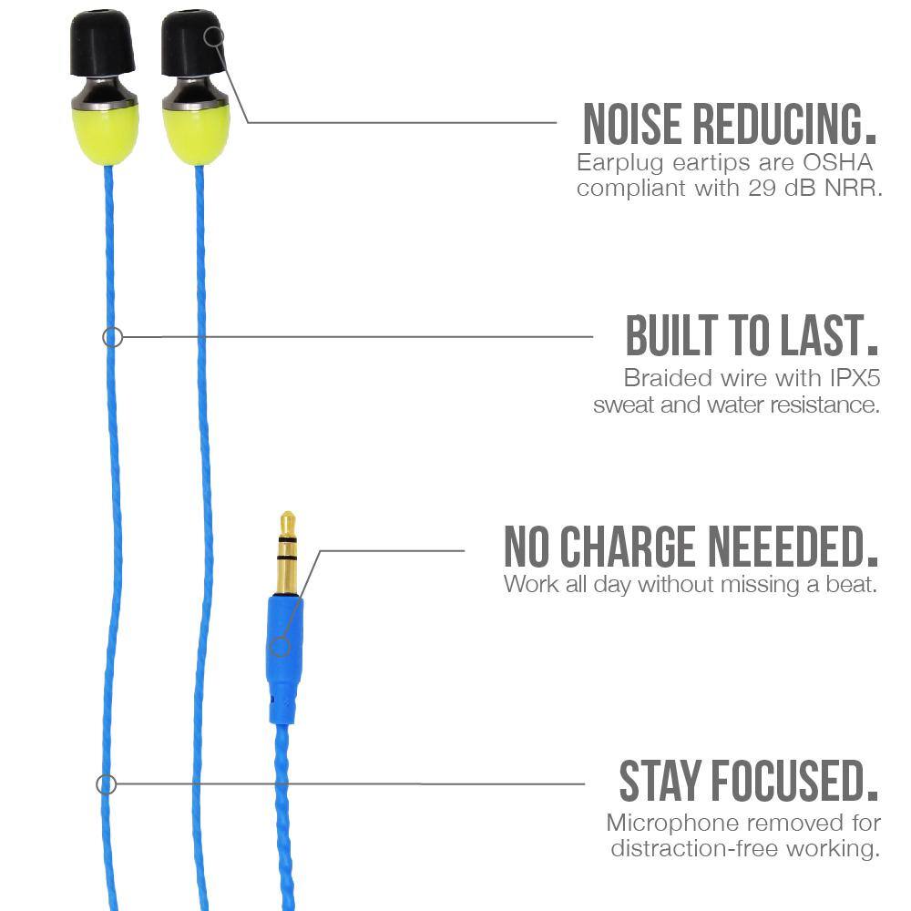 ISOtunes WIRED Listen Only Hearing Protection Earbuds 29 dB Noise Reduction Rating OSHA Compliant Ear Protection No Microphone IT-10