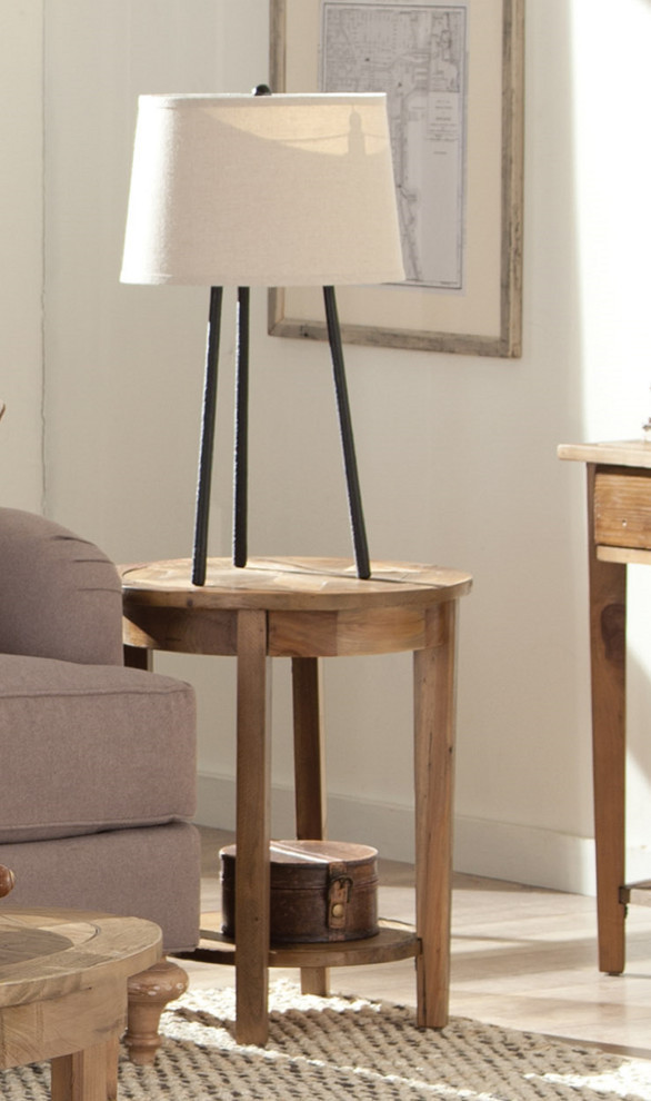 Revive Reclaimed Round End Table  Natural   Transitional   Side Tables And End Tables   by Beyond Stores  Houzz