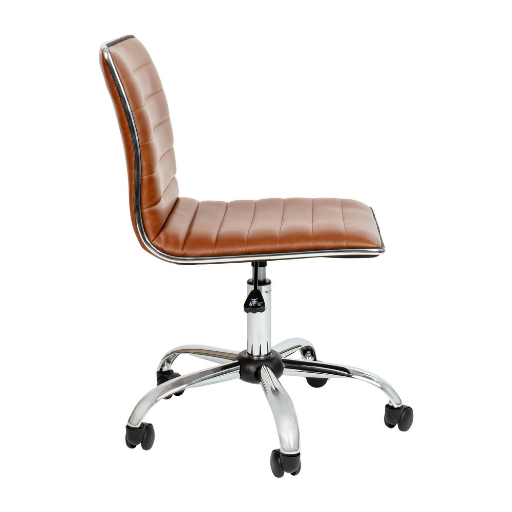 Low Back Designer Armless Ribbed Swivel Task Office Chair