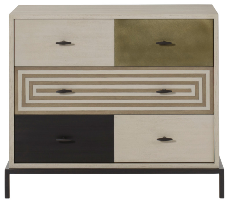 Burnished Brass Three Drawer Chest  Andrew Martin Maria   Transitional   Accent Chests And Cabinets   by Oroa   Distinctive Furniture  Houzz