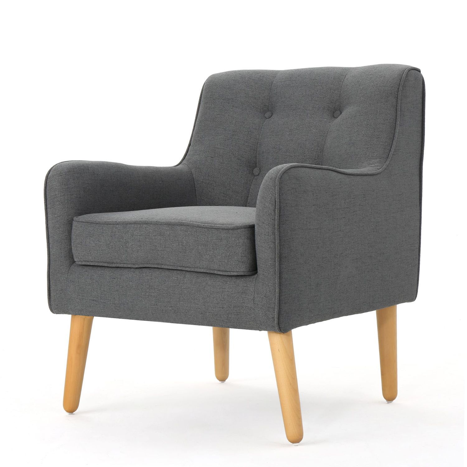 31 Gray and Beige Contemporary Tufted Back Armchair