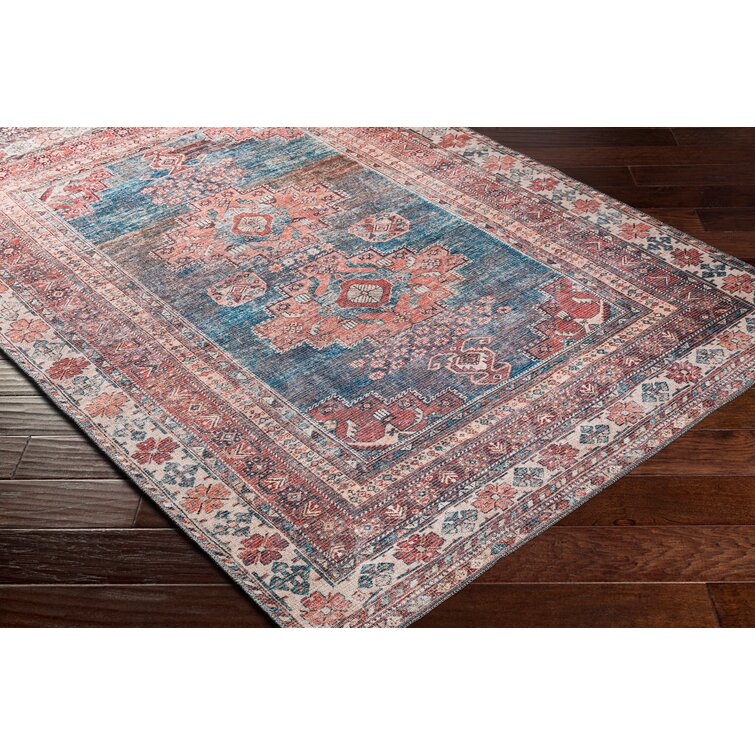 Agalia Machine Washable Oriental Charcoal/Gray Area Rug