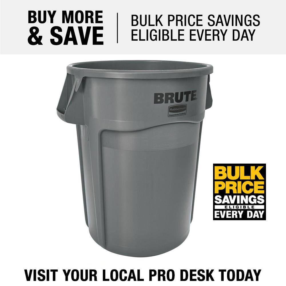 Rubbermaid Commercial Products Brute 44 Gal. Grey Round Vented Outdoor Trash Can (4-Pack) 2031187-4