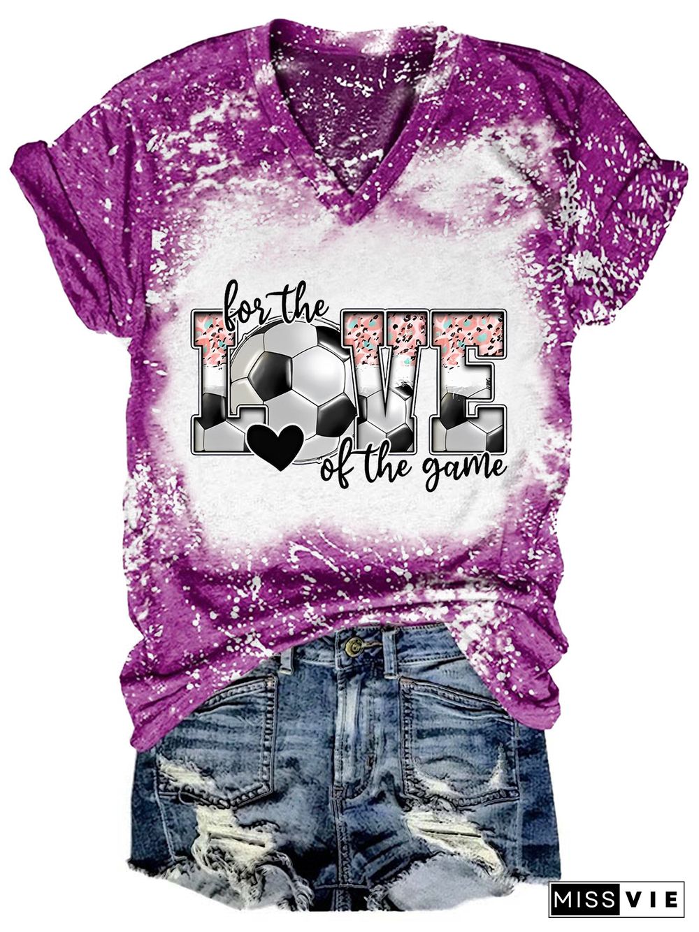 LOVE Soccer Tie Dye V Neck T-shirt