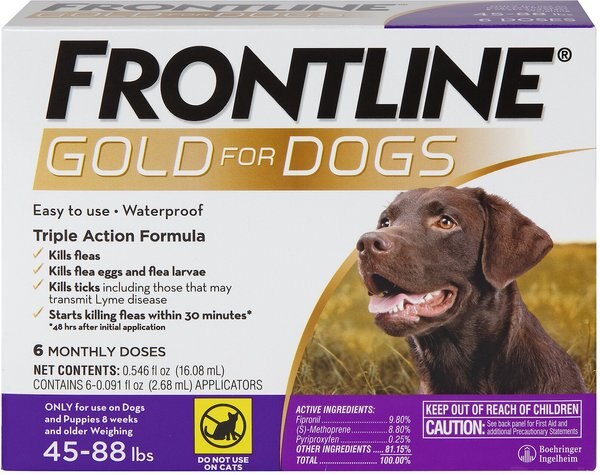 Frontline Gold Flea and Tick Treatment for Large Dogs， 45-88 lbs