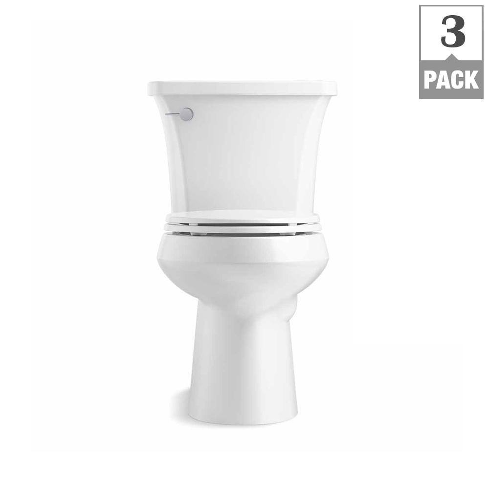 KOHLER Highline Arc The Complete Solution 2-piece 1.28 GPF Single Flush Elongated Toilet in White Seat Included (3-Pack) K-78279-3-0