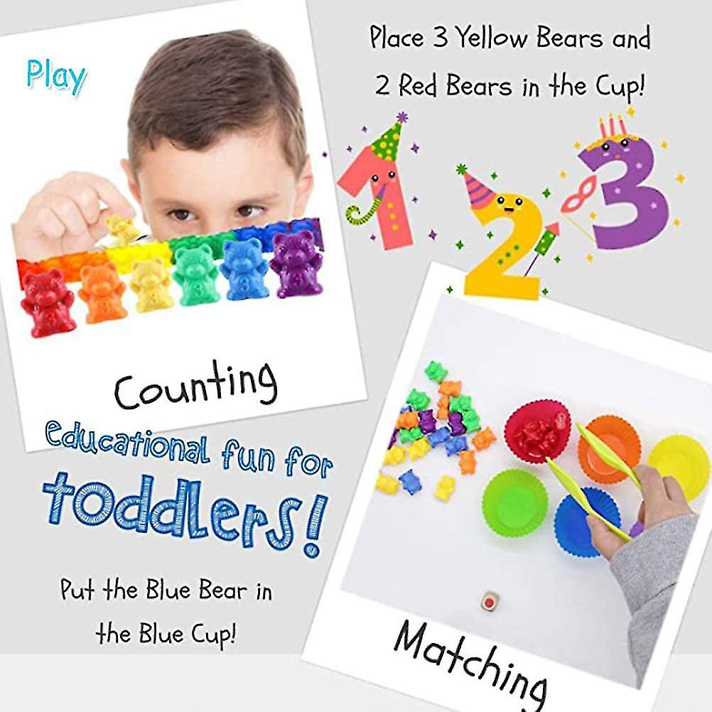 62 pcs/set Kids Rainbow Counting Bear Toys Educational Cognition Matching Game Educational Toys Gifts