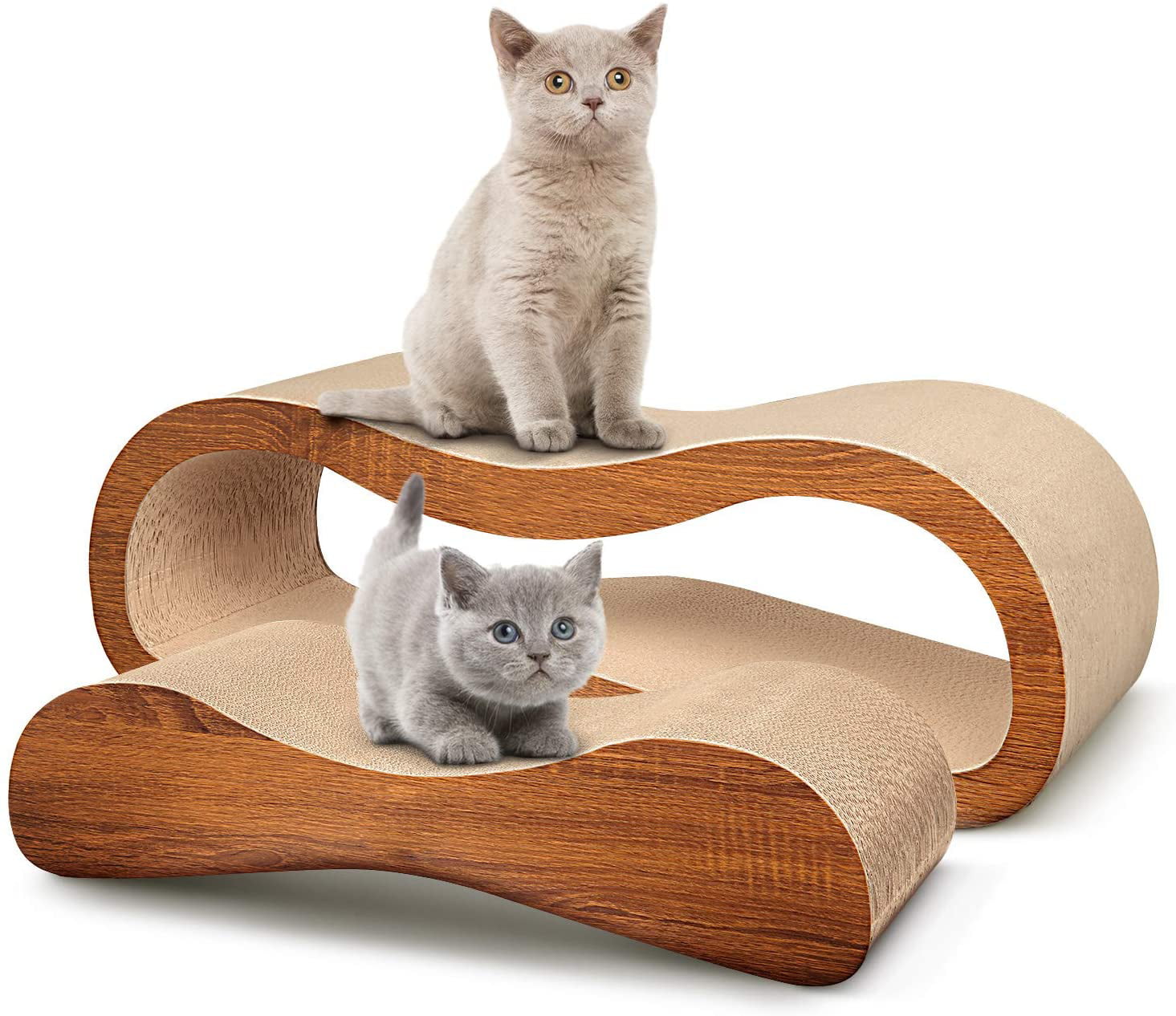 SUGIFT 2 in 1 Cat Scratcher Cardboard Lounge Bed Cat Scratching Post Durable Board Pads