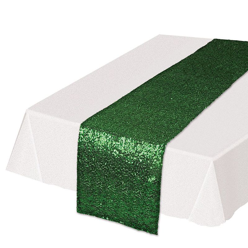 5.5 x 14.5 Shimmering Green Rectangular Sequined Table Runner