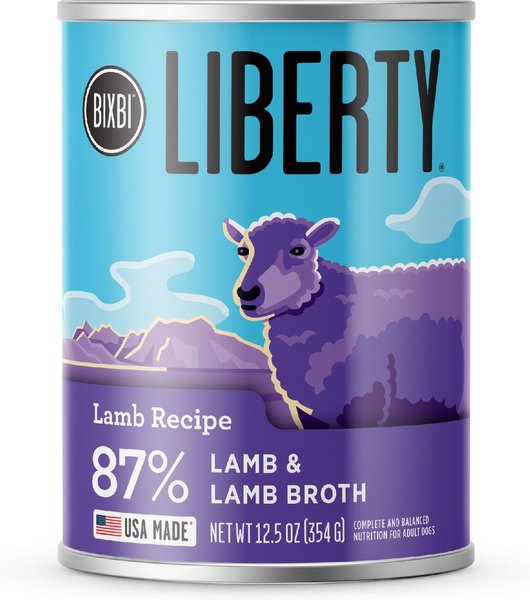 BIXBI Liberty Limited Ingredient Lamb Recipe Canned Dog Food， 12.5-oz can， case of 12