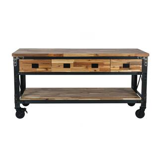 DURAMAX Darby 72 in. W x 24 in. D 3 Drawer Industrial Metal with Wood Mobile Workbench 68051