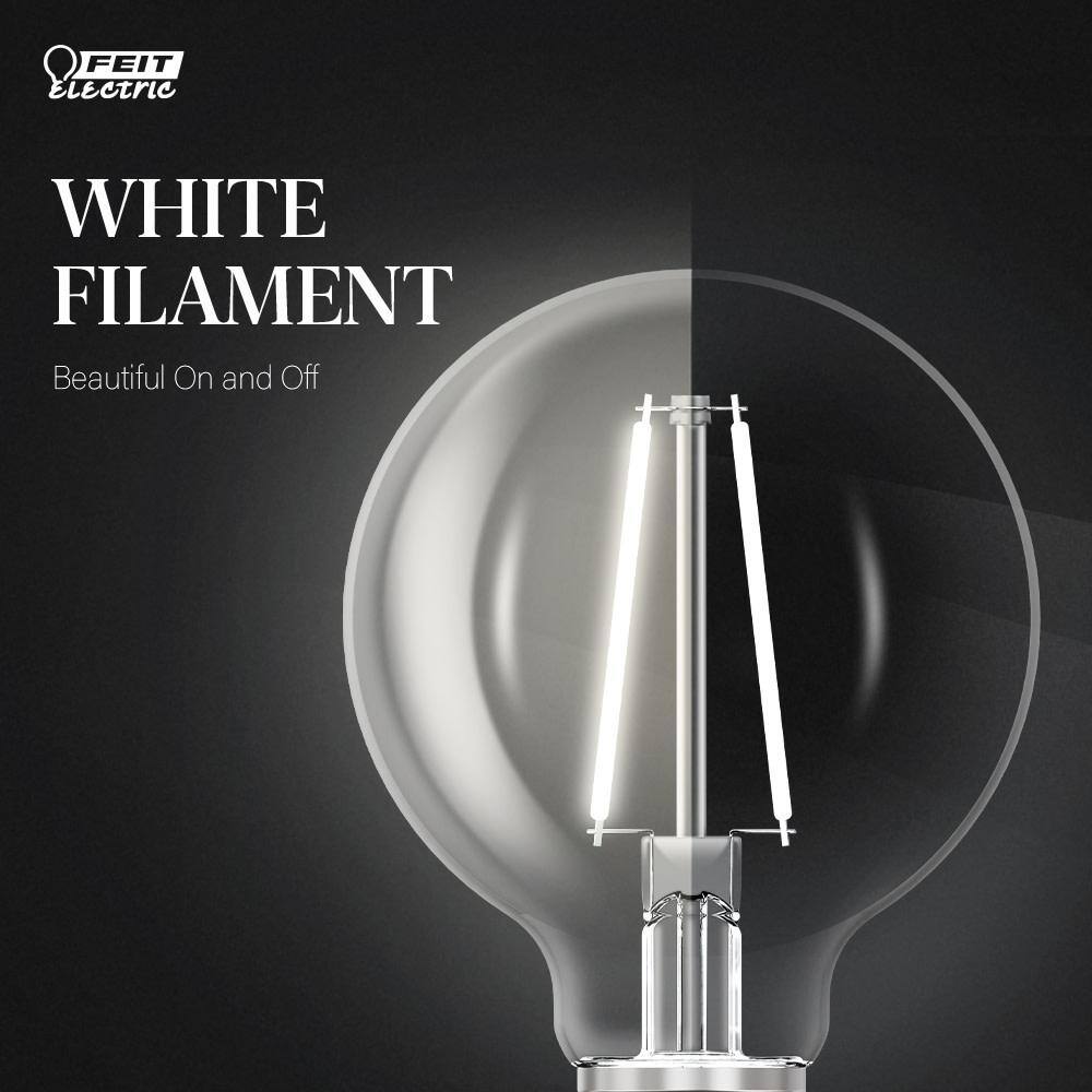 Feit Electric 60-Watt Equivalent G25 Dimmable White Filament CEC Clear Glass LED Globe Light Bulb True White 3500K (3-Pack) G2560935CAWFILHDRP3