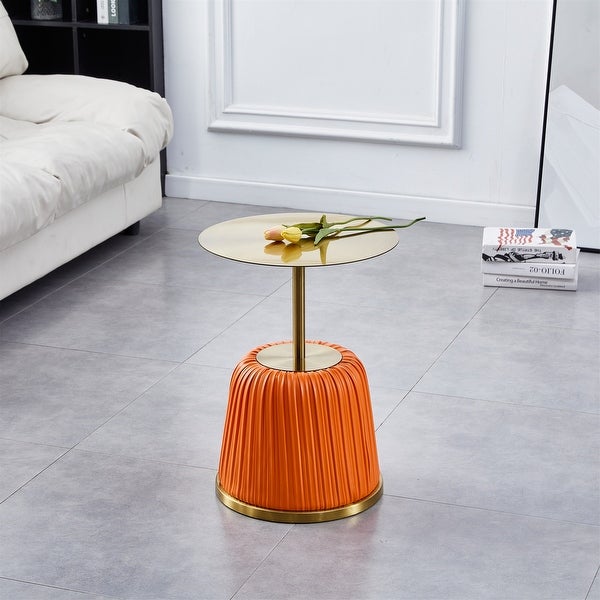 Luxury Gold Top with Metal Covered PU Side Table for Living Room