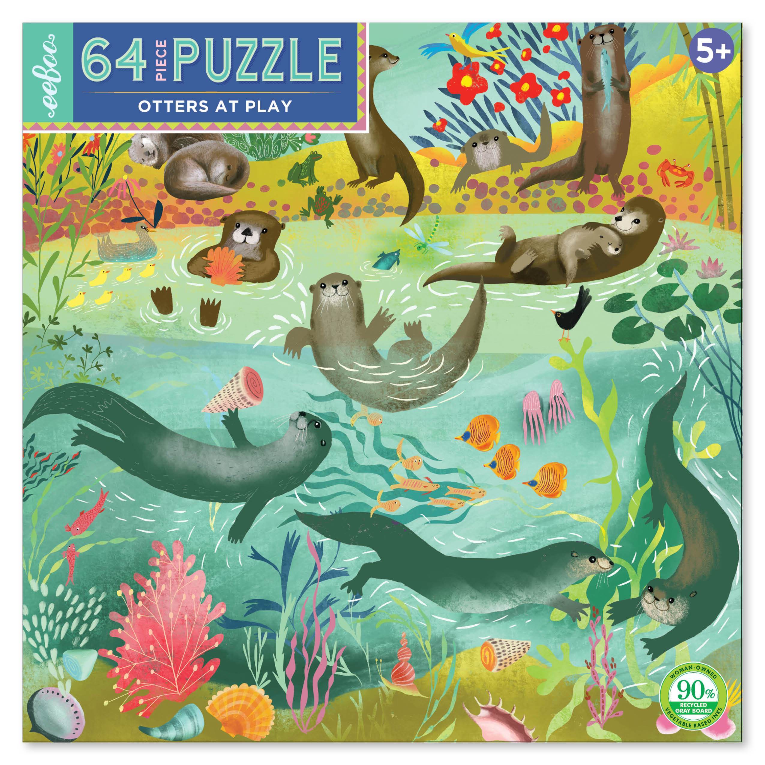 64 Piece Puzzle - Otters at Play by Eeboo