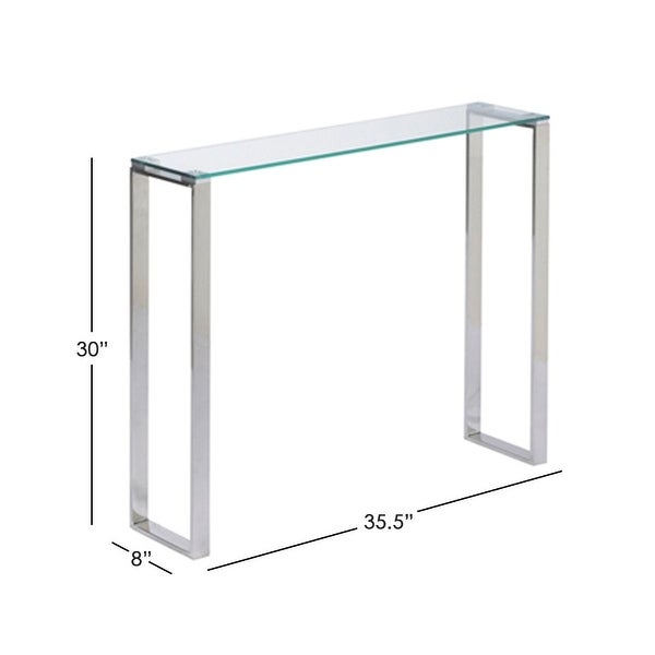 Gem Modern Tempered Glass and Stainless Steel Console Table (3 Size Options)