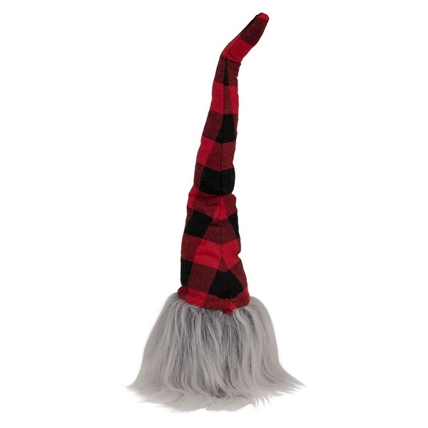 Buffalo Plaid Gnome Head with Long Beard Christmas Figure