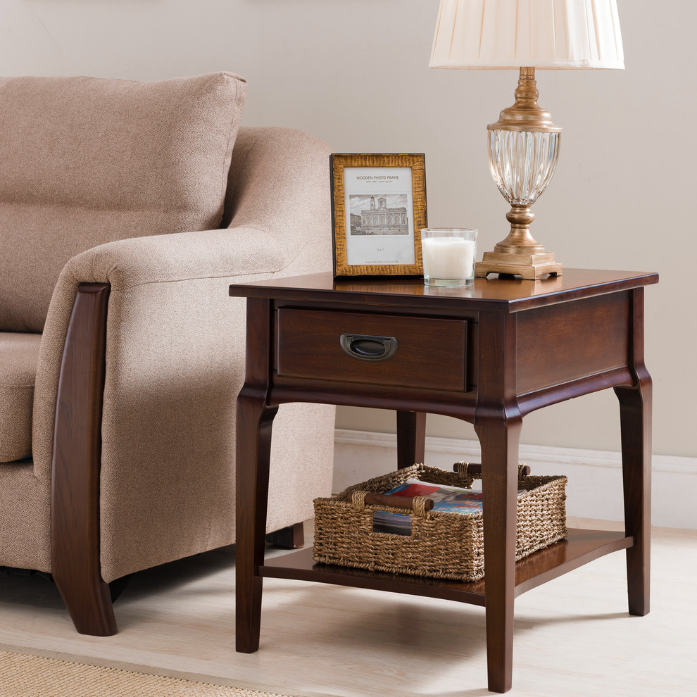 Leick Home Stratus Drawer End Table in Heartwood Cherry   Transitional   Side Tables And End Tables   by Homesquare  Houzz