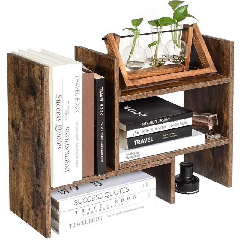 BreeBe Brown Wooden Desktop Organizer Storage Rack