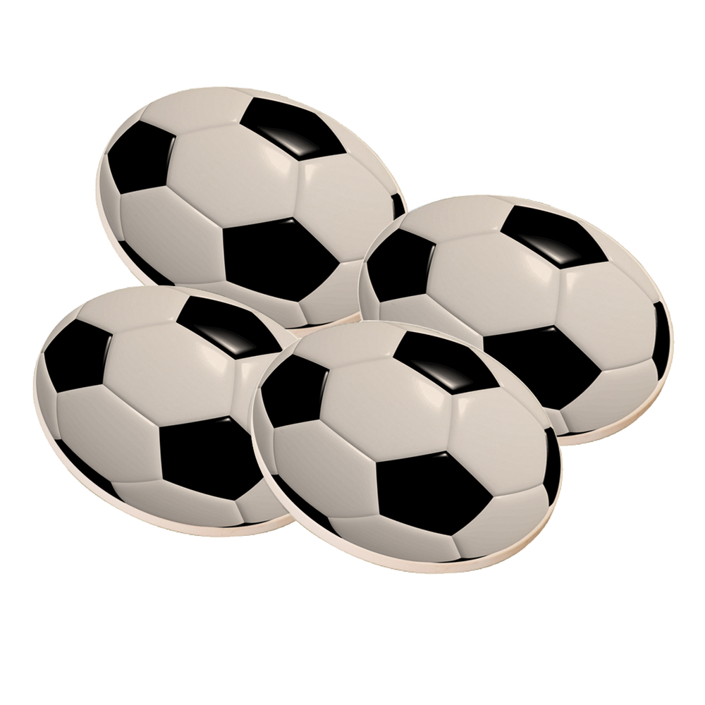 KuzmarK Sandstone Drink Coaster (set of 4) - Soccer Ball