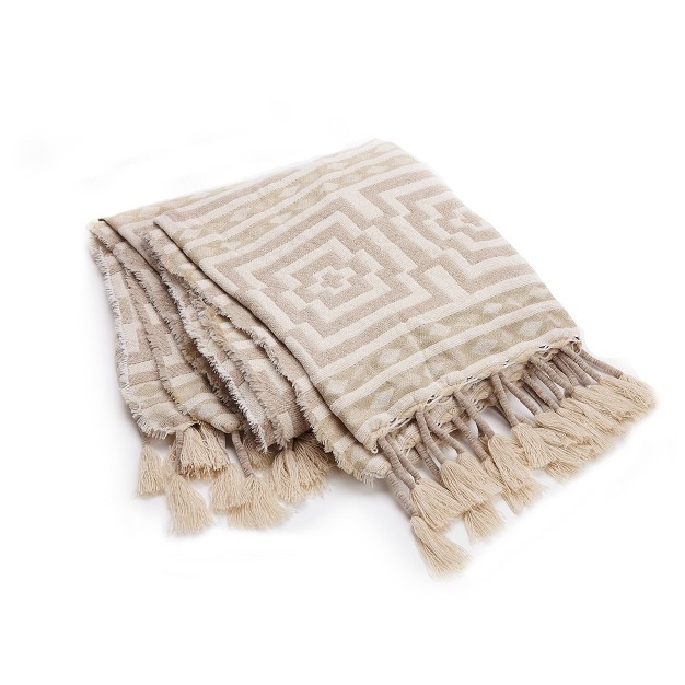 Hypnotic Throw Blanket Taupe Jungalow By Justina Blakeney