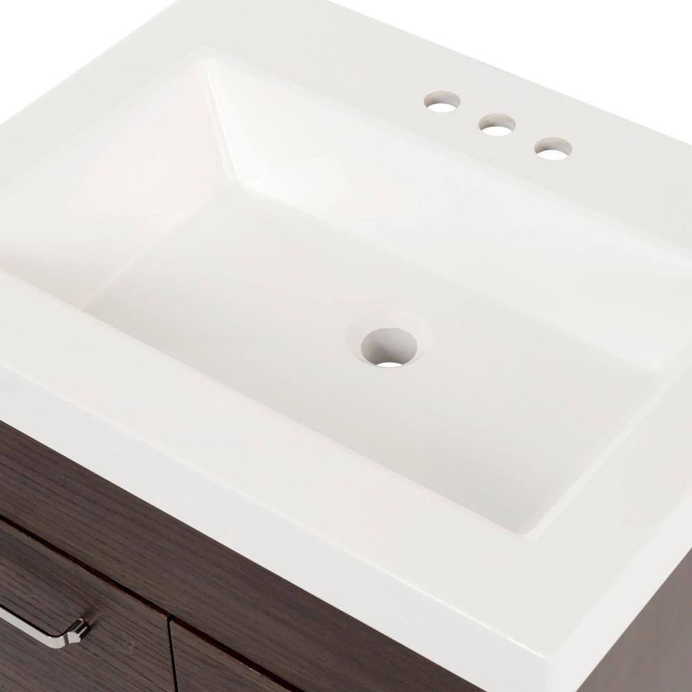 Glacier Bay Stancliff 24.5 in. W x 18.8 in. D x 34.3 in. H Freestanding Bath Vanity in Elm Ember with White Cultured Marble Top ST24P2-EE