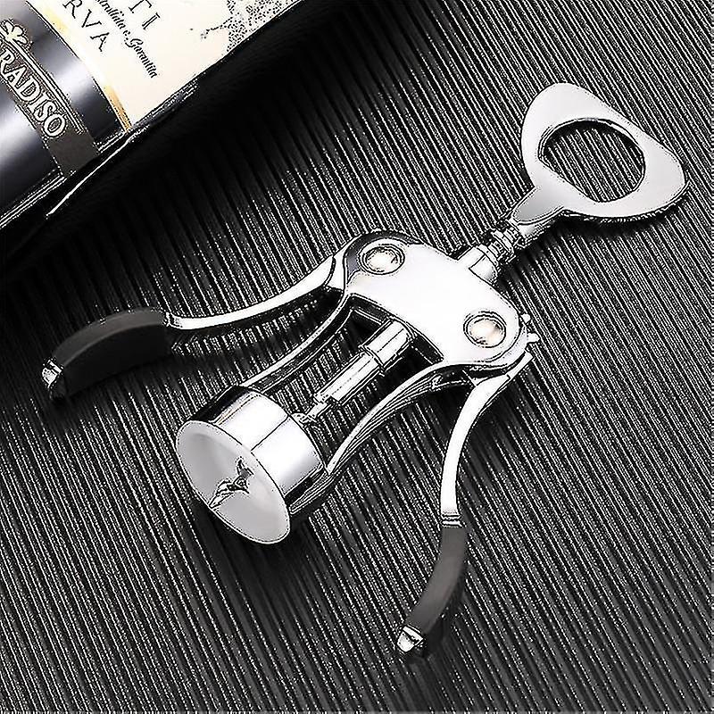 Professional Zinc Alloy Wine Bottle Opener Portable Handle Pressure Corkscrew(silver)