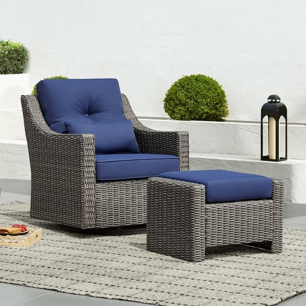 Murphy Outdoor Wicker Patio Furniture Swivel Glider Chair