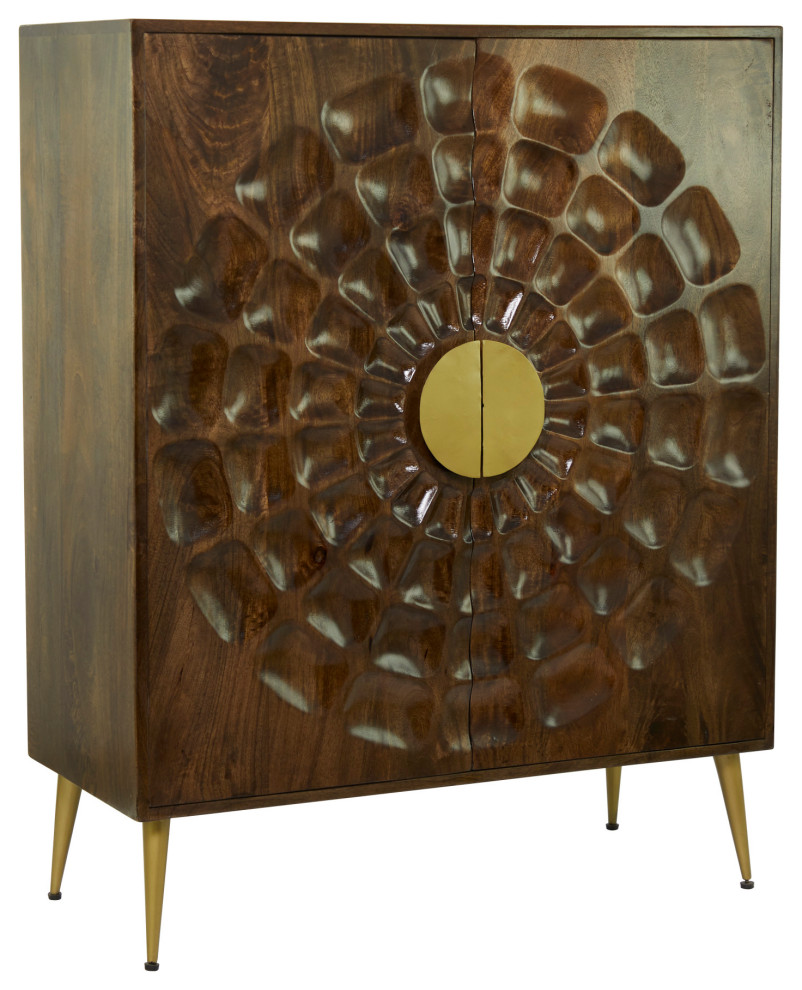 Brown Wood Contemporary Cabinet  36 quotx 17 quotx 46 quot  Midcentury   Accent Chests And Cabinets   by Brimfield  ampMay  Houzz