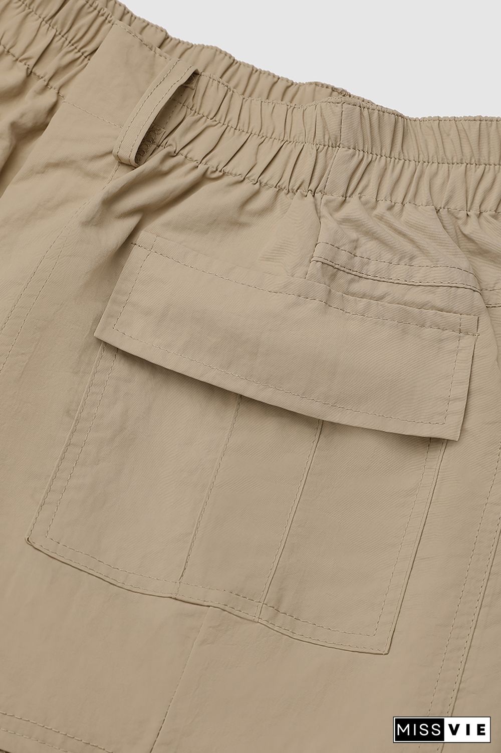 Flap Pocket Stitch Trim Low Waist Shorts