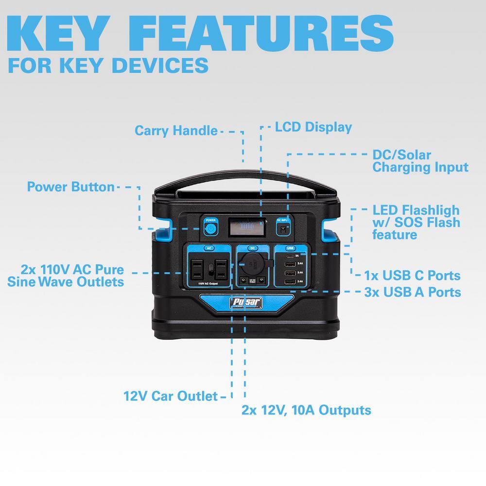 Pulsar 200Watt Power Station with Push Button Start Battery Portable Generator for Outdoors