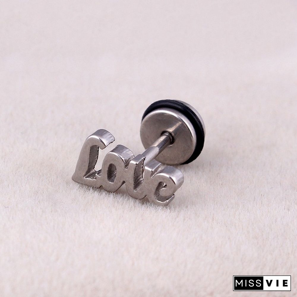 3 styles 2pc Unisex Fashion Stainless Steel Letter Ear Stud Earrings Women Men Accessories Piercing Jewelry