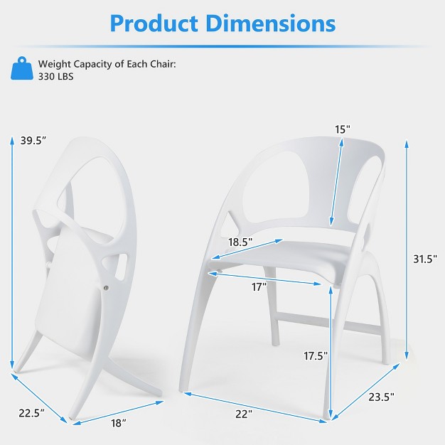 Costway Set Of 2 Folding Dining Chairs Modern Pp Dining Chairs Indoor amp Outdoor White green grey orange