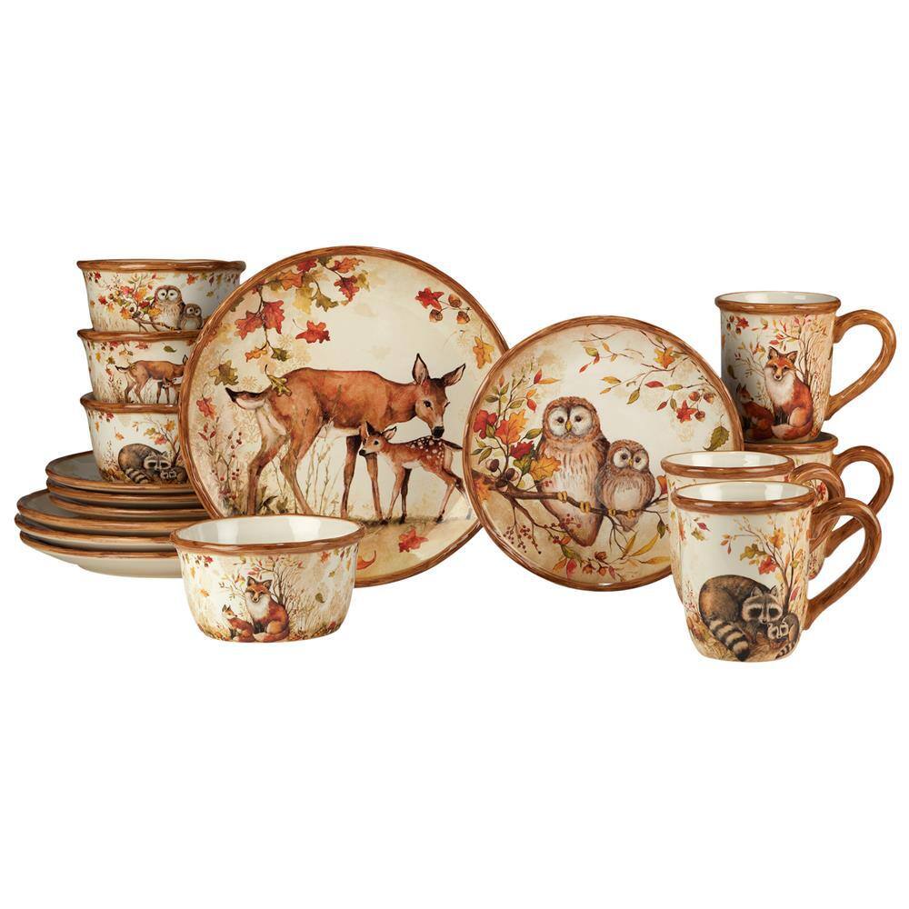 Certified International Pine Forest 16-Piece Earthenware Dinnerware Set (Service Set for 4) 88517RM