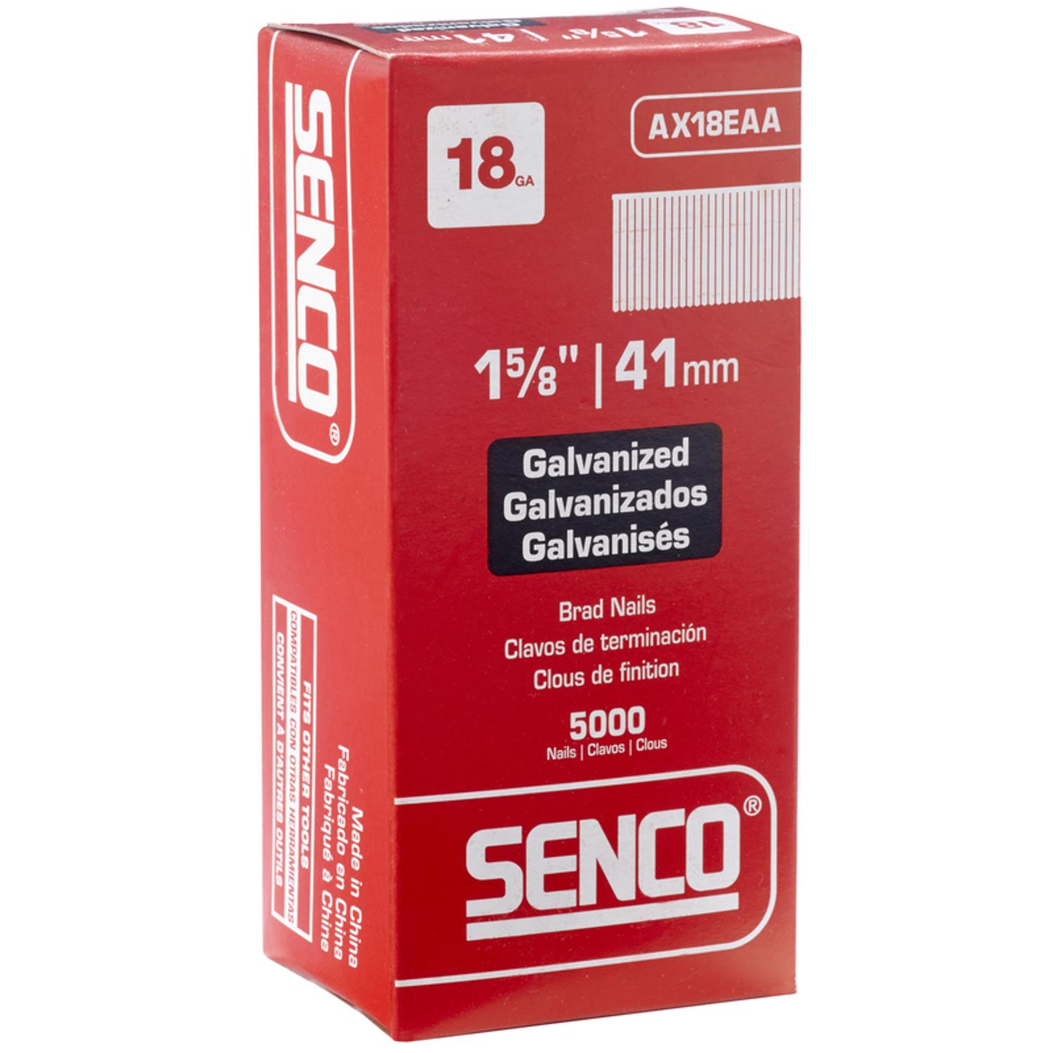 Senco 1-5/8 in. 18 Ga. Straight Strip Galvanized Brad Nails 5000 pk