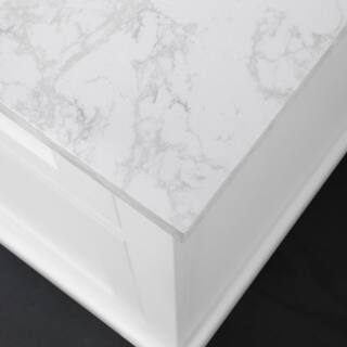 Home Decorators Collection Doveton 36 in. W x 19 in. D x 34.50 in. H Freestanding Vanity in White with White Engineered Stone Top Doveton 36W