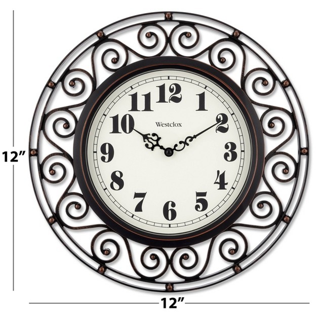 Wrought Iron Style Round Wall Clock Black bronze westclox