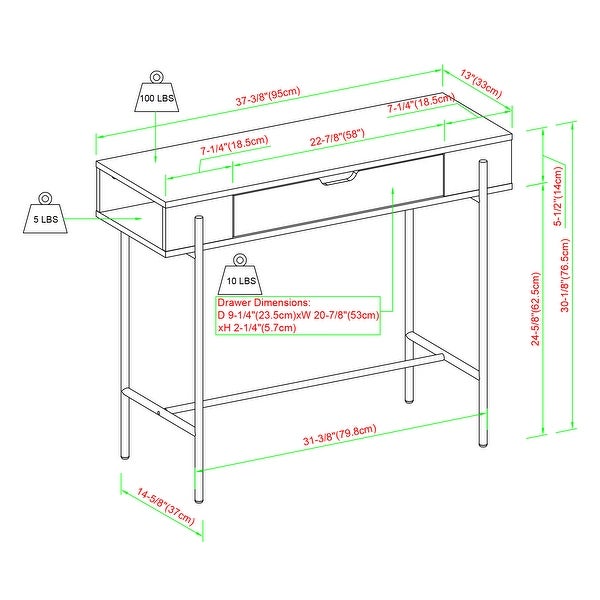 Middlebrook Designs Modern 1-Drawer Entry Table