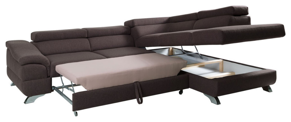 BELLA Sectional Sleeper Sofa  Brown   Contemporary   Sleeper Sofas   by Table World  Houzz