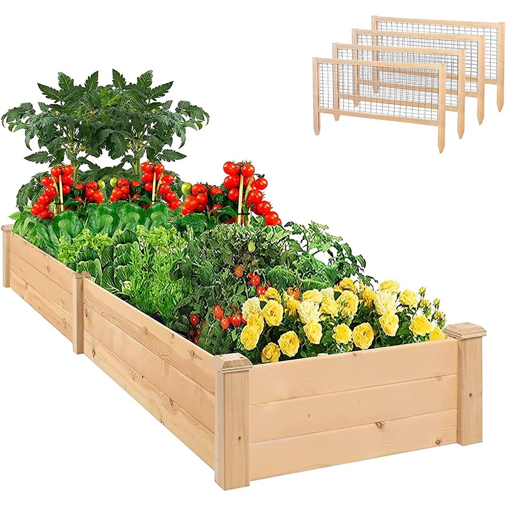 Outdoor 8ft Wooden Raised Garden Bed Planter Kit