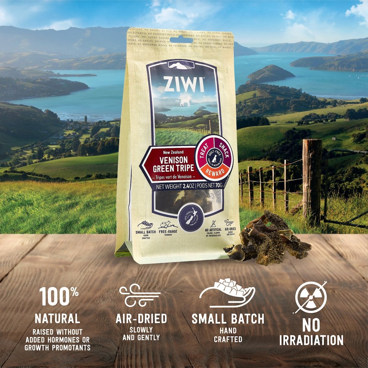 Ziwi Venison Green Tripe Dog Treats， 2.4-oz bag