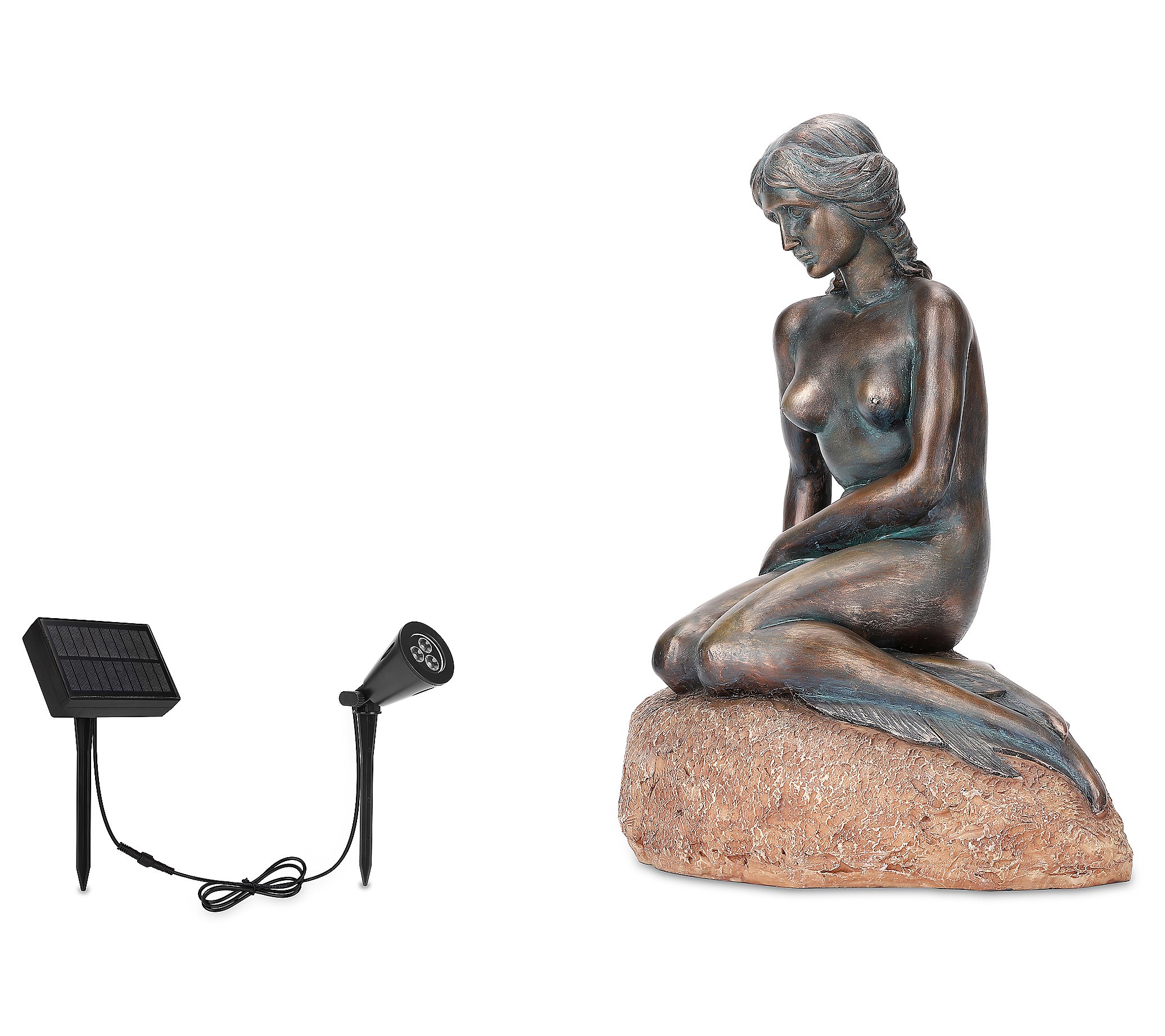 Techko Mermaid Statue with Solar Spotlight