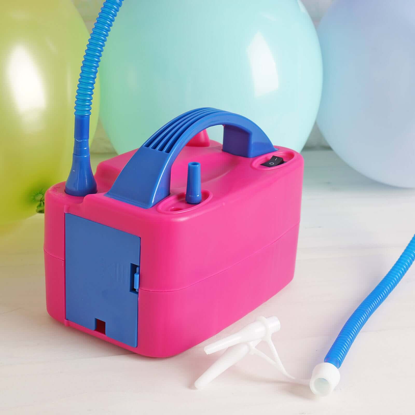 600W Hot Pink Dual Nozzle Electric Balloon Pump, Balloon Inflator, Blow Up Machine