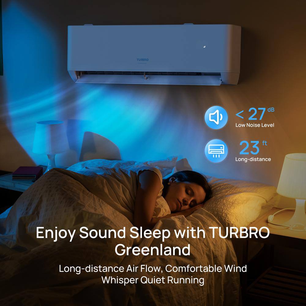 TURBRO Greenland 12000 BTU Ductless Mini Split AC with Heat Pump WiFi-Enabled 22 SEER2115V GL12K115