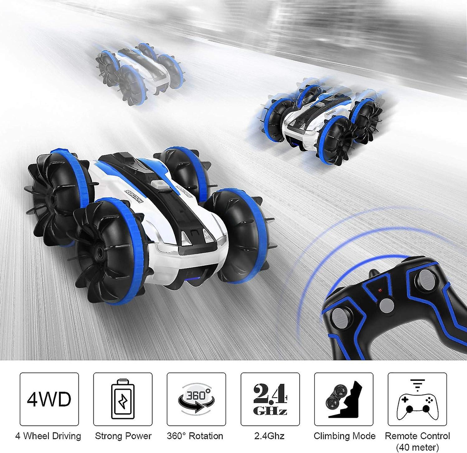 Amphibious Remote Control Car For Boys，  Rc Cars 2.4 Ghz High-speed Rc Stunt Car 4wd Double Sided 360 Rotating Off-road Monster Truck Water Rc Car For