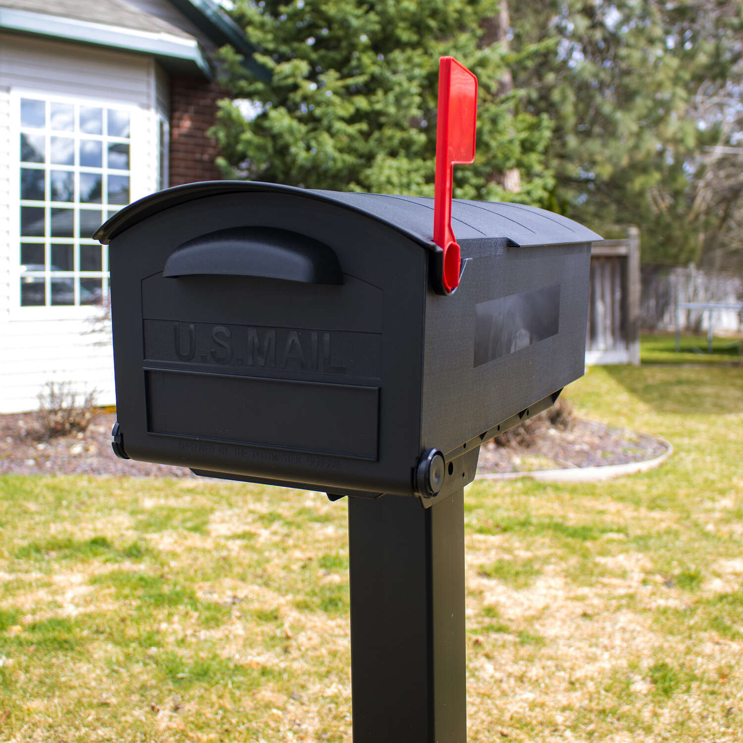 Gibraltar Mailboxes Patriot Classic Plastic Post Mount Black Mailbox