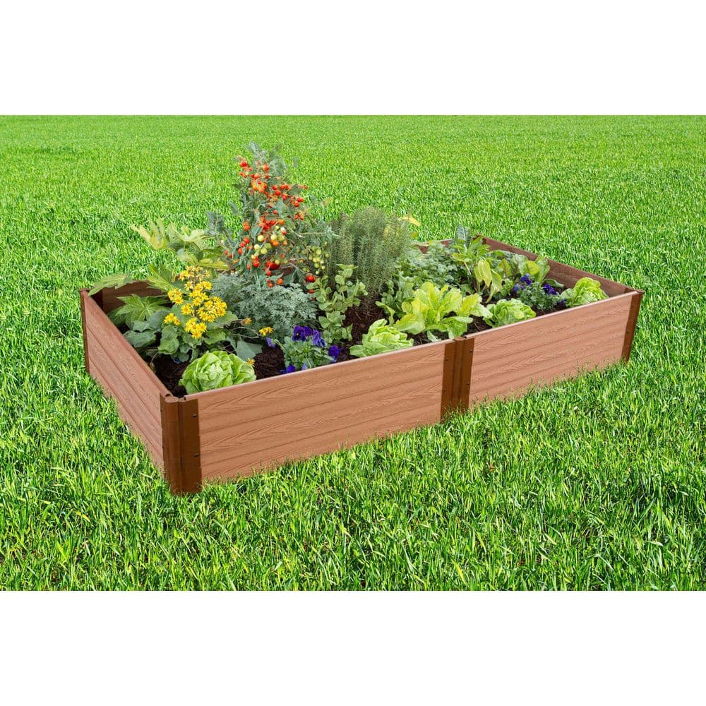 Frame It All 4 ft. x 8 ft. x 16.5 in. - 1 in. Profile Classic Sienna Composite Raised Garden Bed 300001066