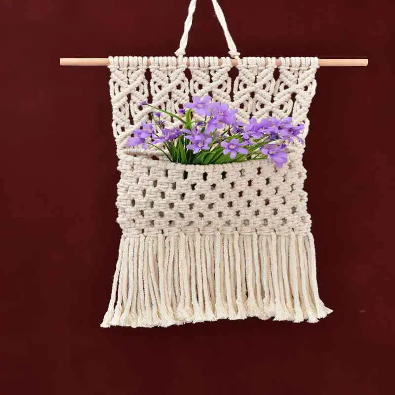 Manufacturers supply flowerpot nets customized hand woven cotton rope hanging basket decoration gardening cross border