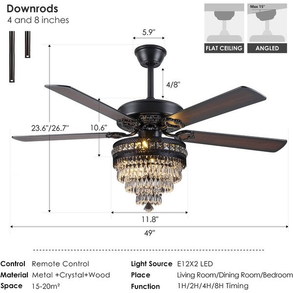 Crystal Ceiling Fan Fandelier with Lights - Modern Outdoor Ceiling Fans with Remote Control，Noiseless AC Motor， Shopping - The Best Deals on Ceiling Fans | 41540806