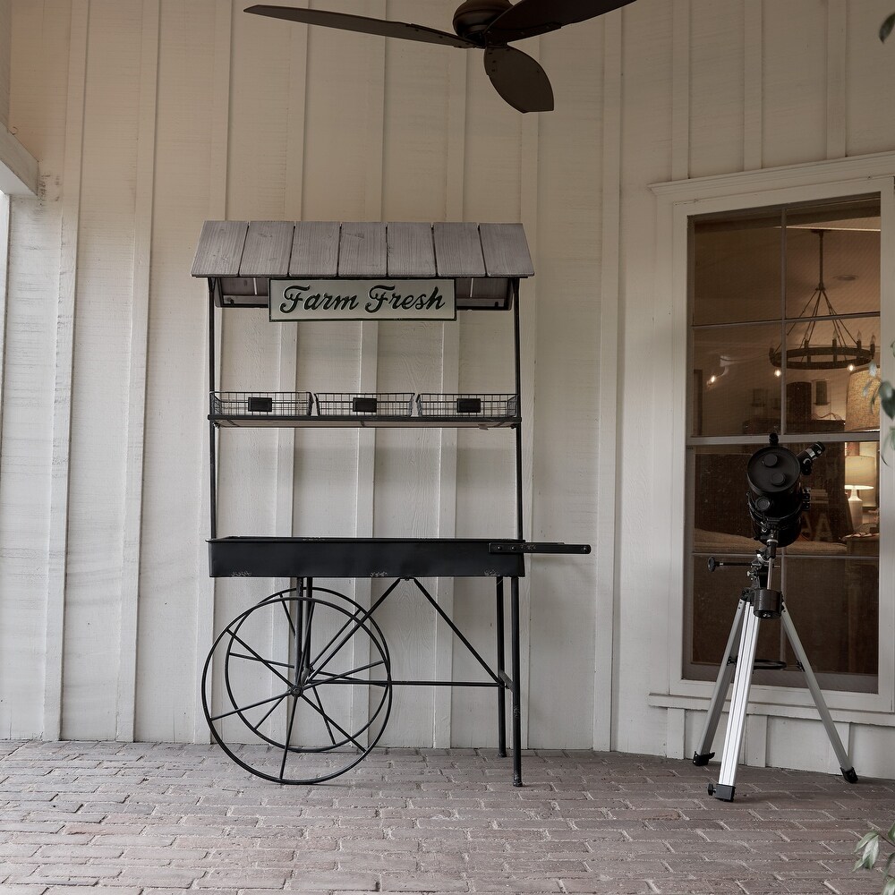 Alpine Corporation Farm Fresh Indoor/Outdoor Metal and Wood Garden Cart  51\