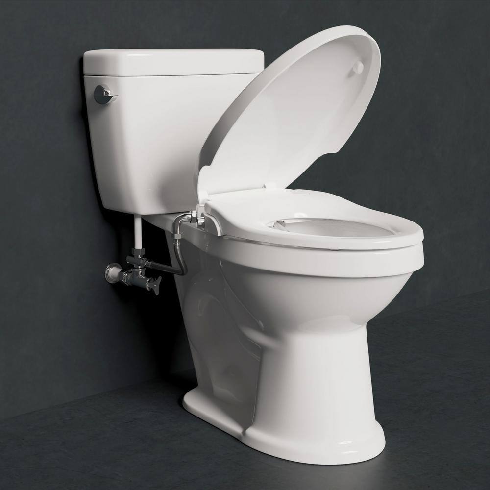 ANZZI Hal Non-Electric Soft Close Bidet Seat for Elongated Toilets with Dual Nozzle and Built-In Side Lever in White TL-MBSEL200WH